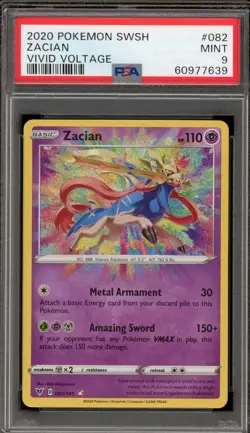 Pokemon Zacian Vivid Voltage Amazing Rare #082 PSA 9 Mint - Image 1