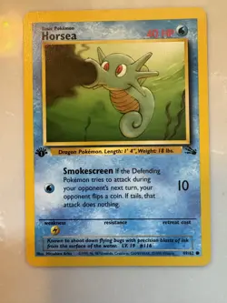 1999 Pokemon TCG 1st edition Horsea 49/62 Fossil Regular LP - Image 1