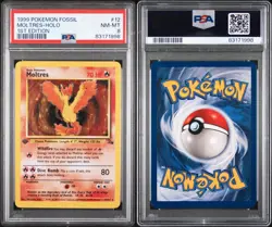 1999 POKEMON FOSSIL 1ST EDITION #12/62 MOLTRES HOLO PSA 8 - Image 3