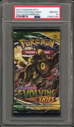 PSA 10 - 2021 Pokemon SWSH Evolving Skies UMBREON Sealed Booster Pack (7188) - Image 1