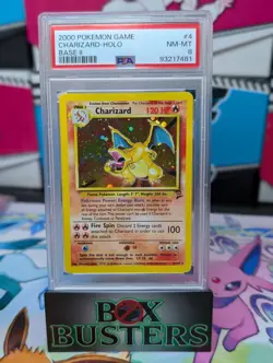 2000 POKEMON BASE SET 2 #4 CHARIZARD-HOLO PSA 8 - Image 1