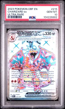 PSA 10 CHARIZARD EX 2023 #215 POKEMON OBF EN-OBSIDIAN FLAMES MINT - Image 1