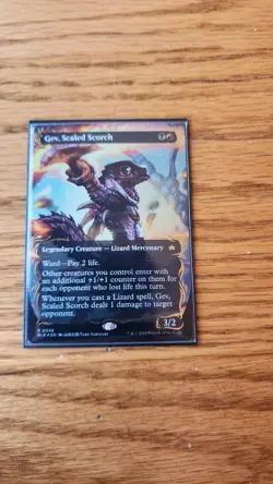 MTG Gev, Scaled Scorch (Borderless) (Raised Foil) Bloomburrow - Image 1