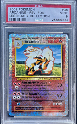 Pokemon Arcanine Legendary Collection Reverse Holo 36/110 PSA Mint 9 - Image 1