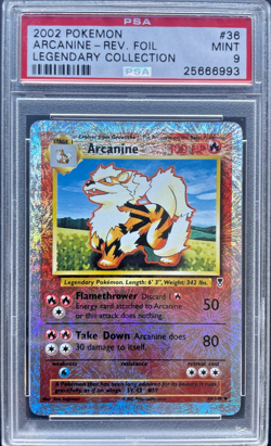 Pokemon Arcanine Legendary Collection Reverse Holo 36/110 PSA Mint 9 - Image 2