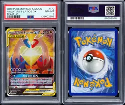 2019 POKEMON SUN & MOON TEAM UP #170 FULL ART/LATIAS & LATIOS GX PSA 8 - Image 2