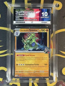 Team Rocket's Tyranitar - 096/182 - Pokemon center Stamped - ACE Perfect 10 - Image 1