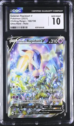 CGC 10 Galarian Rapidash V 168/198 Alternate Art Chilling Reign Pokemon Card - Image 1