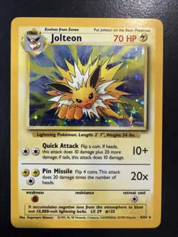 Jungle Holo Rare Unlimited Pokemon TCG Card Jolteon 4/64 No Symbol ERROR - Image 1