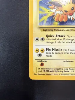 Jungle Holo Rare Unlimited Pokemon TCG Card Jolteon 4/64 No Symbol ERROR - Image 2