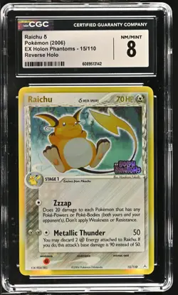 CGC 8 Raichu 2006 EX Holon Phantoms 15/110 Reverse Holo Stamped Pokemon Card - Image 1