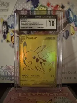 Pokemon 2021 Pikachu V Celebrations UPC Gold Black Star Promo SWSH145 CGC 10 - Image 1