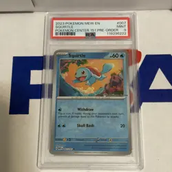 2023 POKEMON MEW EN-151 POKEMON CENTER 151 PRE-ORDER PROMO #007 SQUIRTLE PSA 9 - Image 1