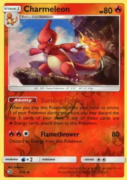 Pokemon TCG - Charmeleon 2/70 Dragon Majesty Reverse Holo - Image 1