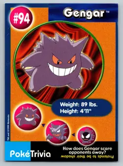 Gengar #94 Pokemon Burger King PokeTrivia Mewtwo Strikes Back DMG CREASE - Image 1
