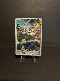 Pokemon TCG Starly Scarlet & Violet Base Set Holo Illustration Rare Card 221/198 - Image 1