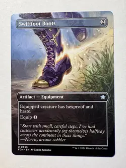 Swiftfoot Boots 0355 Borderless Foundations FDN MTG Magic - Image 1