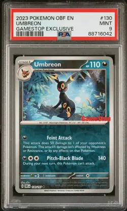 2023 POKEMON OBF EN-OBSIDIAN FLAMES GAMESTOP EXCLUSIVE #130 UMBREON PSA 9 - Image 1