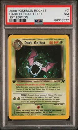 2000 Pokemon 1st EDITION Dark Golbat #24/82 Non-Holo Team Rocket PSA 9 - Image 1