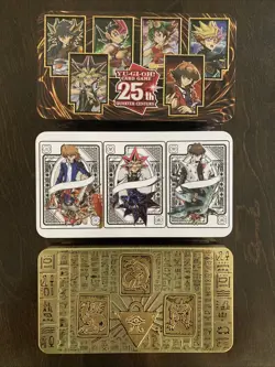 Yu-Gi-Oh! Tin Set - Lot of 3 - Dueling Heroes Mega-Pack Pharaoh's Gods - Empty - Image 1
