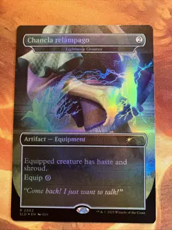 MTG Rainbow Foil Borderless Chancla relampago - Lightning Greaves (small ding) - Image 1