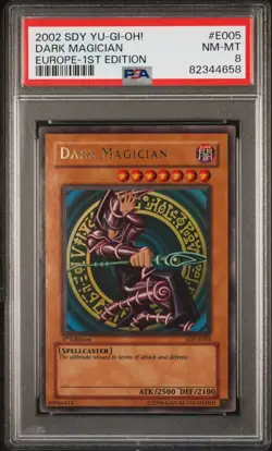 YUGIOH DARK MAGICIAN EUROPE 1st Edition Ultra Rare Holo SDY-E005 PSA 8 NM-MT - Image 1