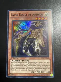 Yugioh - Raiden, Hand of the Lightsworn SDLI-EN003 1st Edition Super Rare - Image 1
