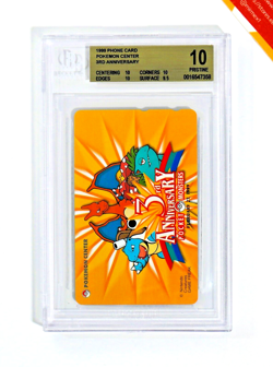 Pokemon BGS 10 3Rd Anniversary Pokemon Center Phone Card 1999 Japanese - Image 1