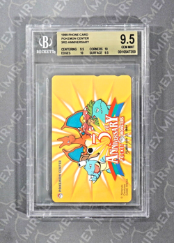 Pokemon BGS 9.5 QUAD++ 3Rd Anniversary Pokemon Center Phone Card 1999 Japanese - Image 3