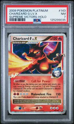 2009 POKEMON PLATINUM SUPREME VICTORS #143 CHARIZARD G LV.X-HOLO PSA 7 - Image 1