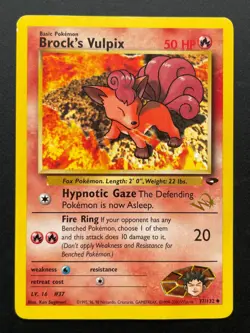 Pokemon Brock's Vulpix WOTC Promo Gym Challenge W Stamp 37/132 - Image 1
