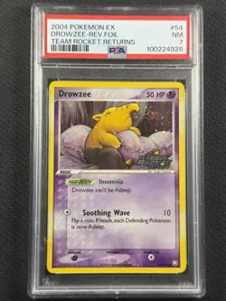 Pokemon Cards PSA 7 NM Drowzee Rev Foil Team Rocket Returns EX 2004 54/109 - Image 1