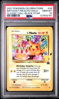 2021 POKEMON CELEBRATIONS CLASSIC COLL #24 BIRTHDAY PIKACHU-HOLO PSA 10 - Image 1