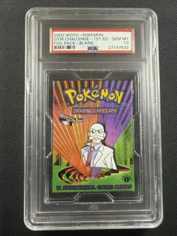 Pokemon Cards PSA 10 Gem Mt Gym Challenge 1st Ed Sealed Pack Blaine WotC 2000 - Image 1