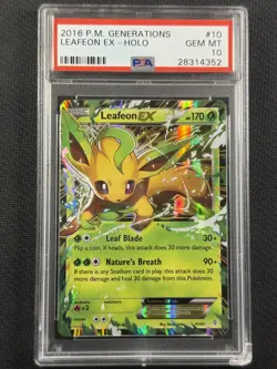 Pokemon Cards PSA 10 Gem Mt Leafeon Ex Holo Generations 2016 Ultra Rare 10/83 - Image 1