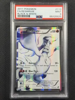 Pokemon Cards PSA 9 MINT Reshiram Full Art B&W 2011 Ultra Rare 113/114 - Image 1