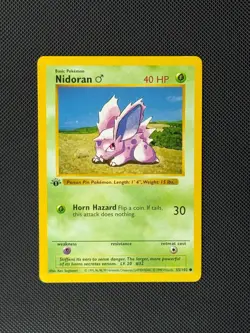 Nidoran 55/102 1st Edition Shadowless Pokemon Card Base Set WOTC Common - Image 1
