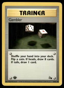 Pokemon Tcg Fossil WOTC NM Gambler [1st Edition] #60 - Image 1