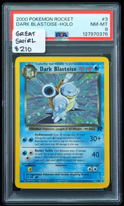 2000 Dark Blastoise-Holo #3 First Edition w/ great swirl PSA 8 Pokemon Card - Image 1