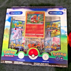 Pokemon TCG: Pokemon Go Charmander Pin Collection Box Set 3 Booster Packs - NEW - Image 2
