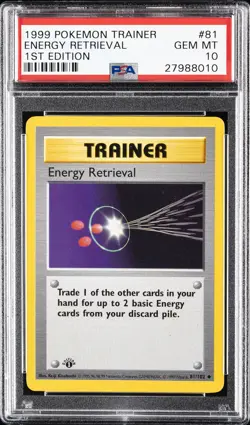 1999 POKEMON BASE SET 1ST EDITION #81 ENERGY RETRIEVAL PSA 10 - Image 1