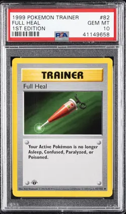 1999 POKEMON BASE SET 1ST EDITION #82 FULL HEAL PSA 10 - Image 1