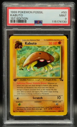 Kabuto 1st Edition 1999 Pokemon Fossil #50 WOTC PSA 9 Newly Graded - Image 1