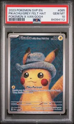 Pokemon TCG Pikachu with Grey Felt Hat 085 Van Gogh Scarlet Violet Promo PSA 10 - Image 1