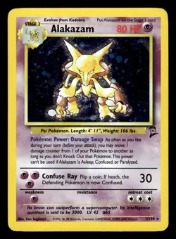 Alakazam 1/130 Holo Rare Base Set 2 Pokemon Card - Image 1