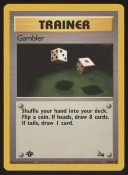 Pokemon Fossil Gambler #60/62 Trainer 1st Edition - Image 1