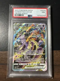 2023 POKEMON SWORD & SHIELD CROWN ZENITH #GG44 FULL ART/MEWTWO VSTAR PSA 9 - Image 1
