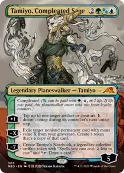 Tamiyo, Compleated Sage (Borderless) -Foil Near Mint MTG Kamigawa: Neon Dynasty - Image 1