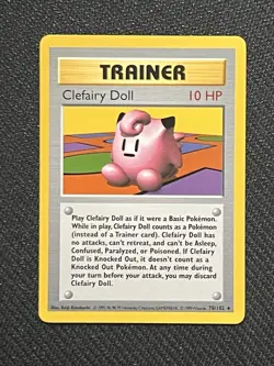 Pokemon TCG Clefairy Doll Base Set Trainer 70/102 Unlimited Rare, LP Condition - Image 1