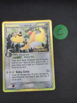 Pokemon TCG 2006 Ampharos (Delta Species) 1/101 Dragon Frontiers Reverse Holo -C - Image 1
